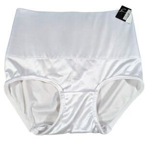New White High Waist Nylon Spandex Briefs PLus‎ Size XL Panties Tummy Shapewear